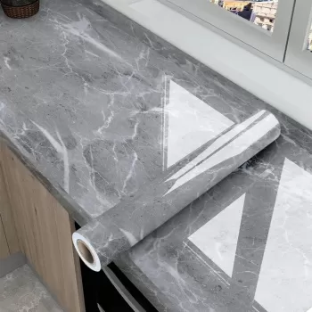 Folie imitatie marmura autoadeziva pentru bucatarie, baie, 60 x 300 cm imagine