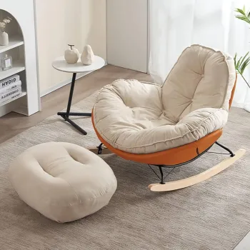 Fotoliu balansoar Cloud Rocker cu suport pentru picioare, cadru metalic imagine