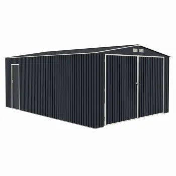 Garaj / depozit metalic MESTERINO S1004-C, gri/bej, 380x540x232 cm, cu usa dubla imagine