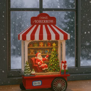 Glob de zapada muzical cu Mos Craciun in magazinul de dulciuri - cu lumini, efect de ninsoare si 8 melodii de Craciun imagine