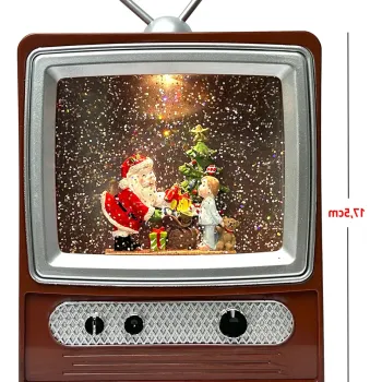 Glob de zapada TV retro cu lumini LED si muzica de Craciun imagine