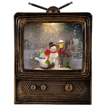 Glob de zapada TV retro cu lumini LED si muzica de Craciun imagine