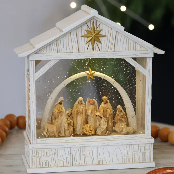 Glob muzical decorativ Craciun - Nasterea Domnului cu sclipici si lumina, 25cm imagine