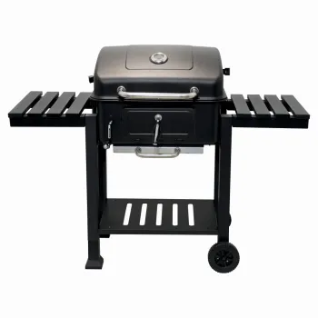 Gratar pe carbuni KLUGMEISTER FT01-017, material otel (husa inclusa), cu tava pentru cenusa, capac si roti de deplasare, suprafata gatire 54x43 cm imagine