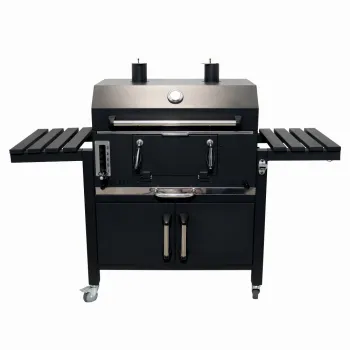 Gratar pe carbuni KLUGMEISTER FT01-070, material otel (husa inclusa), cu capac si roti de deplasare, suprafata gatire 72x43 cm imagine