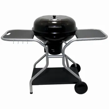 Gratar pe carbuni KLUGMEISTER KY22020T, material otel, cu capac si roti de deplasare, inaltime gatire 78 cm, dimensiuni 133x67x98 cm imagine