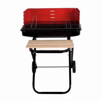 Gratar pe carbuni KLUGMEISTER KY28020F, material otel, cu roti deplasare, gratar detasabil, raft frontal, suprafata gatire 53x35 cm imagine