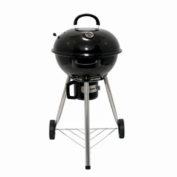 Gratar pe carbuni KLUGMEISTER YH22018K, material otel, cu capac si roti de deplasare, inaltime gatire 73 cm, dimensiuni 52x56x96 cm imagine