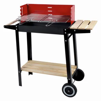 Gratar pe carbuni KLUGMEISTER YH28020D, material otel, cu roti deplasare, raft inferior, gratar detasabil, suprafata gatire 50x24 cm imagine