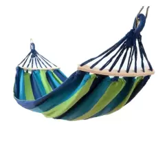Hamac din bumbac cu bara de lemn, multicolor, 245x80cm, 1 persoana imagine