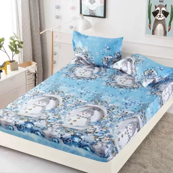 Husa de Pat cu Elastic din Bumbac Finet + 2 Fete de Perna, Pat 2 Persoane - Christmas Collections altea 180 x 200 cm imagine