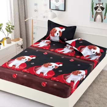 Husa de Pat cu Elastic din Bumbac Finet + 2 Fete de Perna, Pat 2 Persoane - Christmas Collections altea 180 x 200 cm imagine