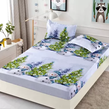 Husa de Pat cu Elastic din Bumbac Finet + 2 Fete de Perna, Pat 2 Persoane - Christmas Collections altea 180 x 200 cm imagine