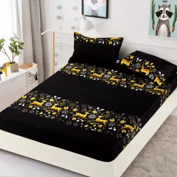 Husa de Pat cu Elastic din Bumbac Finet + 2 Fete de Perna, Pat 2 Persoane - Christmas Collections altea 180 x 200 cm imagine