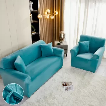 Husa elastica din catifea pentru canapea 3 Locuri imagine