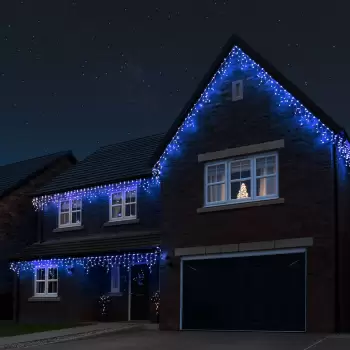 Instalatie Craciun 12 metri turturi, franjuri inegali cu 300 LED-uri imagine