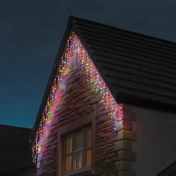 Instalatie Craciun 12 metri turturi, franjuri inegali cu 300 LED-uri imagine