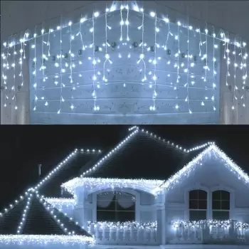 Instalatie Craciun 4 metri, 100 LED-uri tip turturi, franjuri, interconectabile, diverse culori imagine