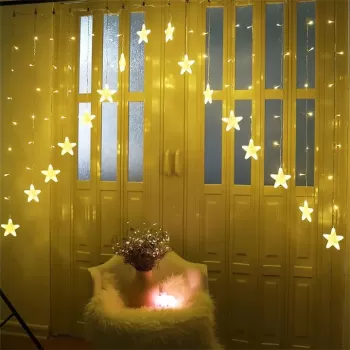 Instalatie perdea luminoasa LED de 4m, cu stele in forma de V imagine