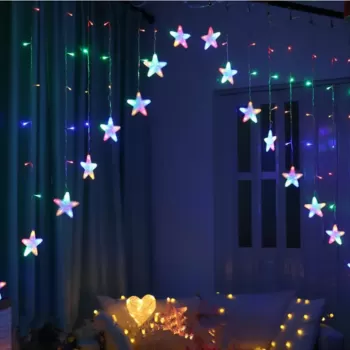 Instalatie perdea luminoasa LED de 4m, cu stele in forma de V imagine