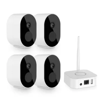 Kit mini NVR Video ANNKE N44WEH+I41DL*4, statie tip baza cu 4 camere interior/exterior 2MP, Full HD, baterie, rezistent la intemperii imagine