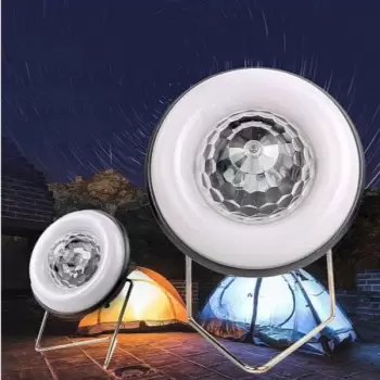 Lampa cu Incarcare solara si la usb cu led-uri luminoase si glob rotativ disco imagine