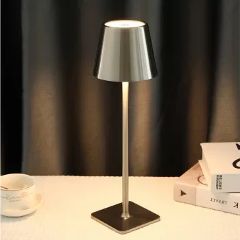 Lampa de masa wireless, metalica, cu touch, reincarcabila USB-C, 3 moduri iluminare, 3.5W imagine