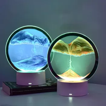 Lampa decorativa tip clepsidra, nisipuri miscatoare, Moving Sand Art imagine