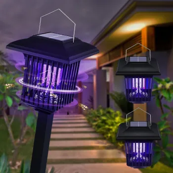 Lampa Solara Anti-Insecte 2 in 1 cu LED UV si Lumina Decorativa, Exterior/Interior, 3 Tipuri de Montaj, IP44, Autonomie 8h, imagine
