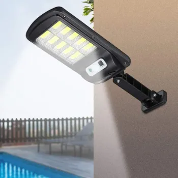 Lampa Solara cu Inductie, 10 x LED COB, Montare pe Perete, cu Telecomanda, Negru imagine