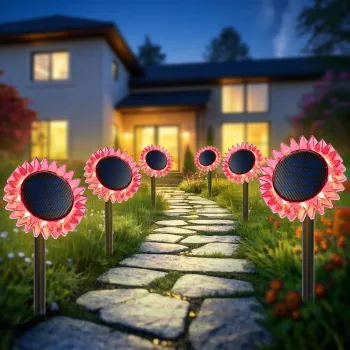 Lampa Solara Decorativa Floarea-Soarelui, LED Alb Cald, 9 LED-uri, IP44, 35 cm imagine