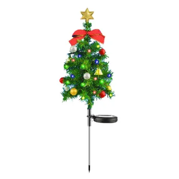 Lampa solara decorativa pentru gradina cu LED in forma de brad - 68 cm, lumina multicolora imagine