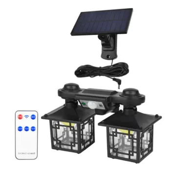 Lampa solara dubla pentru perete cu senzor de miscare si telecomanda 192 LED JD-2219A imagine