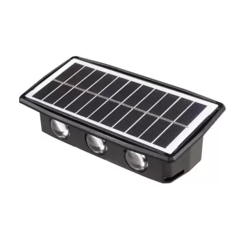 Lampa solara LED bidirectionala dreptunghiulara pentru perete , 20.5x10 cm, 6 LED-uri, 5.5V, , rezistent la apa IP65, alb cald imagine