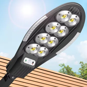 Lampa solara LED Exterior 200 COB cu Senzor de Miscare, Telecomanda si 3 Moduri - Ultra Luminoasa, Rezistenta la Intemperii, Ideala pentru Curte,  Gradina, Terasa imagine