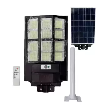 Lampa solara stradala tripla cu telecomanda si panou solar incorporat, 1000W, 12 cadrane imagine