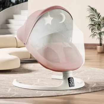 Leagan electric pentru bebelusi, unghiuri de balansare ajustabile, cu telecomanda, bluetooth si plasa anti-insecte imagine