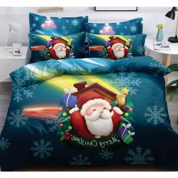 Lenjerie pat de Craciun, pat dublu, bumbac finet, 6 piese, diverse modele imagine