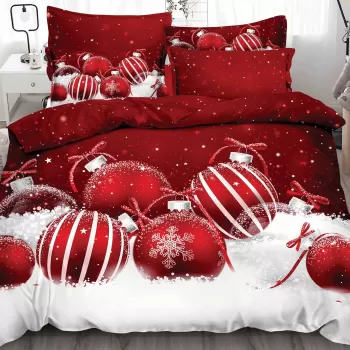 Lenjerie pat de Craciun, pat dublu, bumbac finet, 6 piese, diverse modele imagine