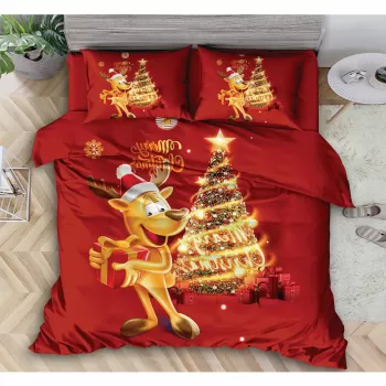 Lenjerie pat de Craciun, pat dublu, bumbac finet, 6 piese, diverse modele imagine