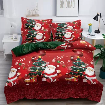 Lenjerie pat de Craciun, pat dublu, bumbac finet, 6 piese, diverse modele imagine