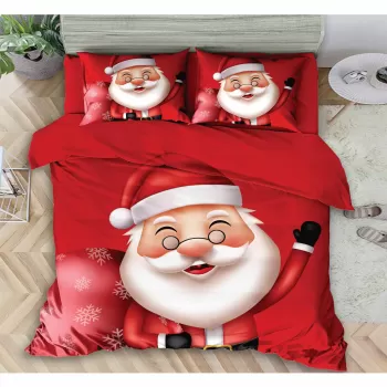 Lenjerie pat de Craciun, pat dublu, bumbac finet, 6 piese, diverse modele imagine
