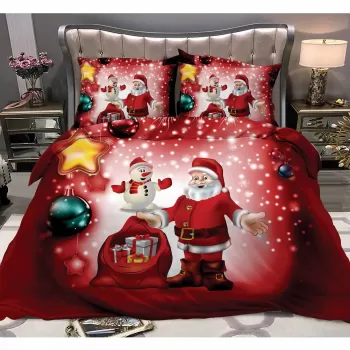 Lenjerie pat de Craciun, pat dublu, bumbac finet, 6 piese, diverse modele imagine