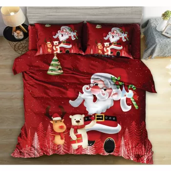 Lenjerie pat de Craciun, pat dublu, bumbac finet, 6 piese, diverse modele imagine