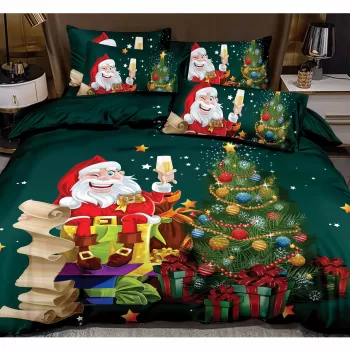 Lenjerie pat de Craciun, pat dublu, bumbac finet, 6 piese, diverse modele imagine