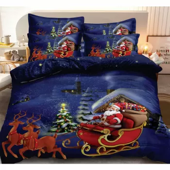 Lenjerie pat de Craciun, pat dublu, bumbac finet, 6 piese, diverse modele imagine