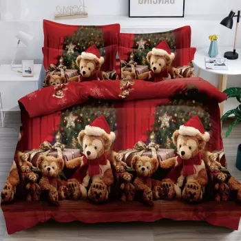 Lenjerie pat de Craciun, pat dublu, bumbac finet, 6 piese, diverse modele imagine