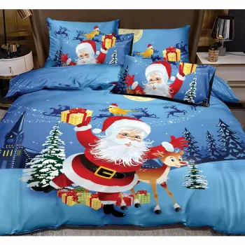Lenjerie pat de Craciun, pat dublu, bumbac finet, 6 piese, diverse modele imagine