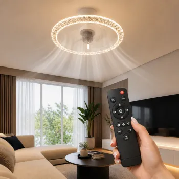 Lustra LED Premium cu Ventilator Integrat si Telecomanda - Iluminare Reglabila, Ventilatie si Timer imagine