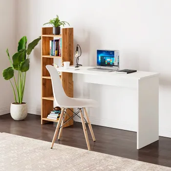 Masa birou cu biblioteca laterala si 5 rafturi, 120 cm, imagine